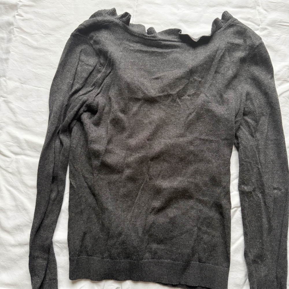 LOFT Ruffled V-Neck Sweater - Picture 3 of 3